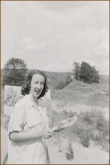 Don and Joyce at their easels in 1952, near Bolton Ontario