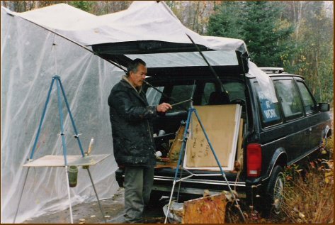 Don Fraser beside Poul Thrane's van, October 1992